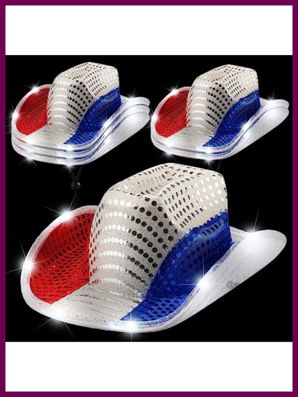 LED Light Up Sequin Cowboy Hat Set EVA Non Woven Western Party Costume Hats